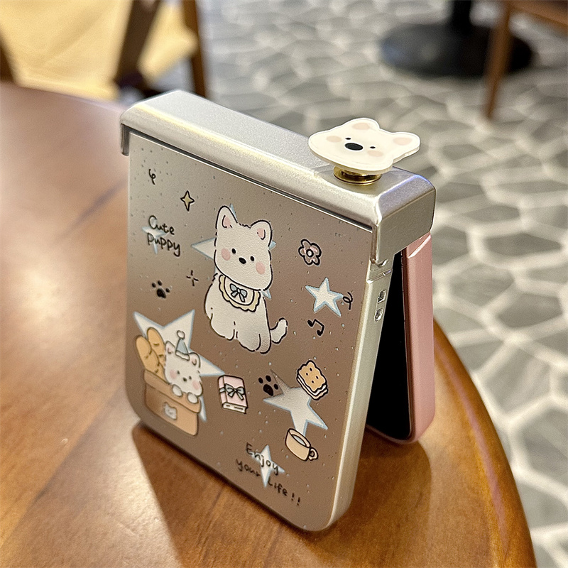 귀여운 만화 강아지 자석 휴대폰 케이스 삼성 갤럭시 Z - Taco Stand Holder 리뷰 및 가격